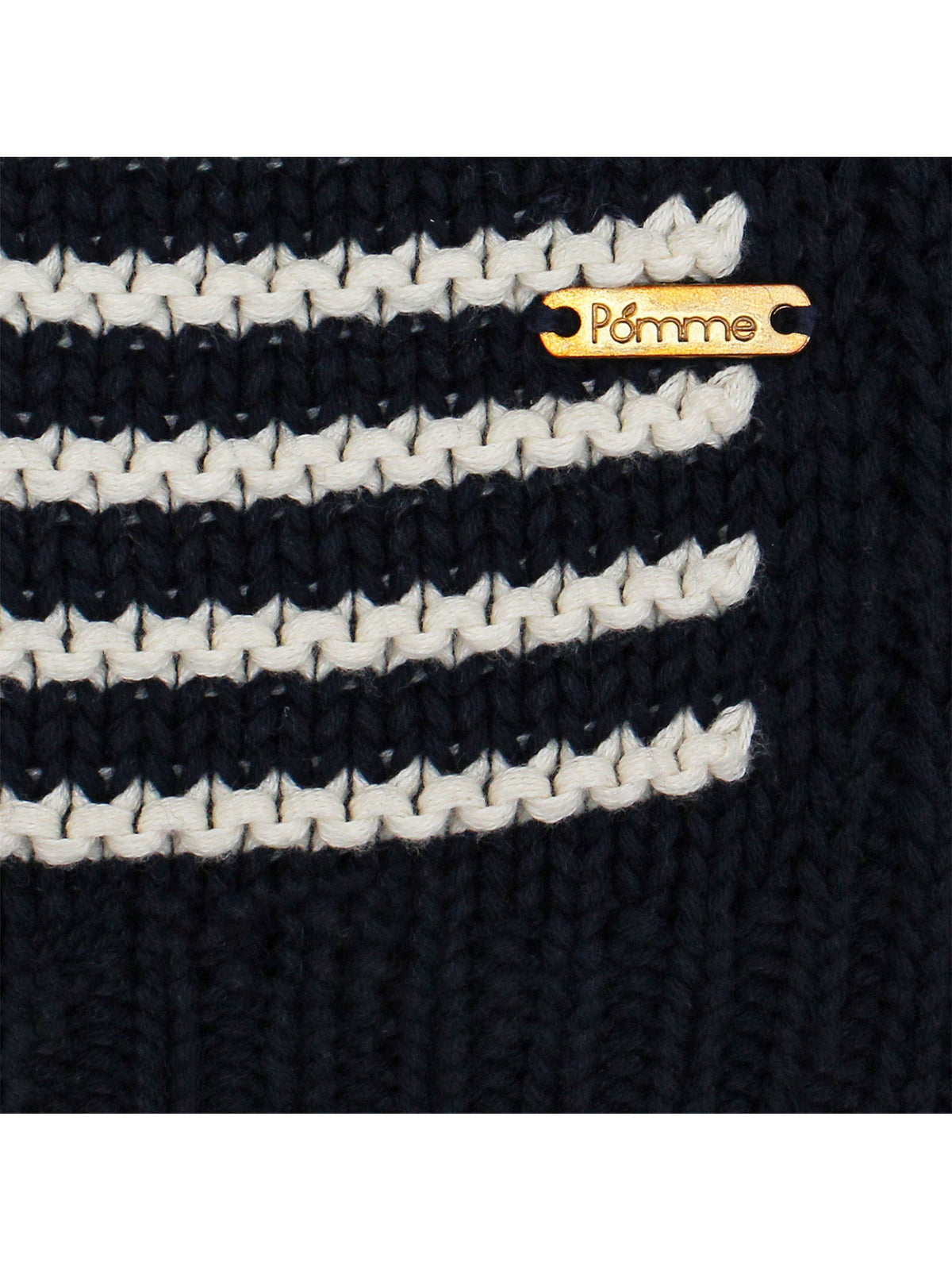 Pomme Cotton Knitted Fine Stripe Ribbed Throw (Black & Ivory)