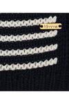 Black With White Strips Knitted Cotton Throw