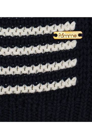 Black With White Strips Knitted Cotton Throw