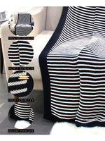 Load image into Gallery viewer, Black With White Strips Knitted Cotton Throw