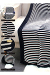 Black With White Strips Knitted Cotton Throw