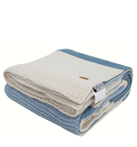 Blue White Knitted Cotton Throw