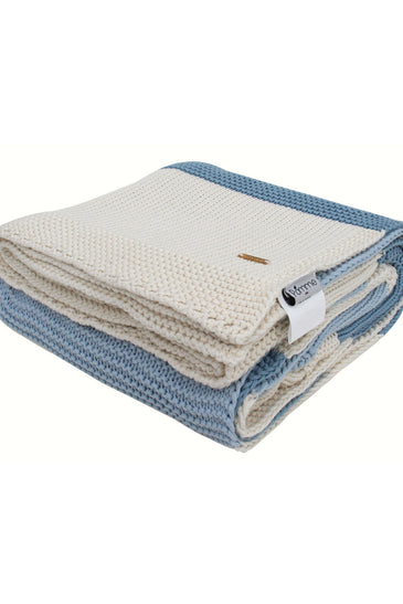 Blue White Knitted Cotton Throw