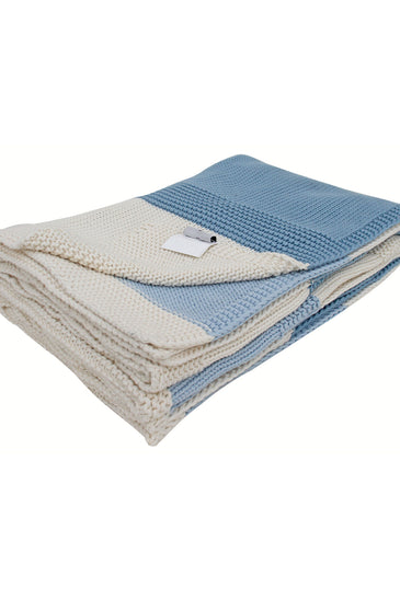 Blue White Knitted Cotton Throw