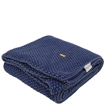 Knitted Moss Knit Denim Stone Wash Texture Throw