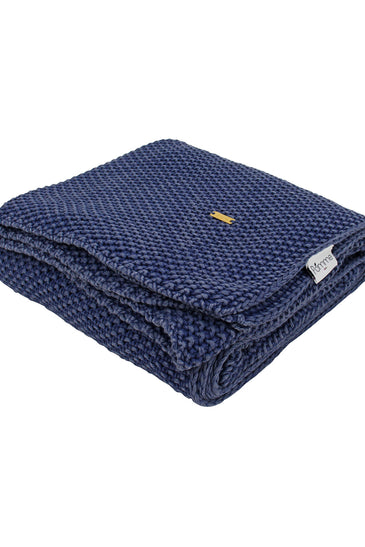 Knitted Moss Knit Denim Stone Wash Texture Throw