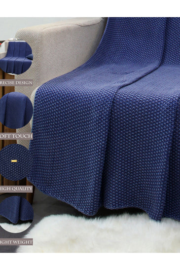 Knitted Moss Knit Denim Stone Wash Texture Throw