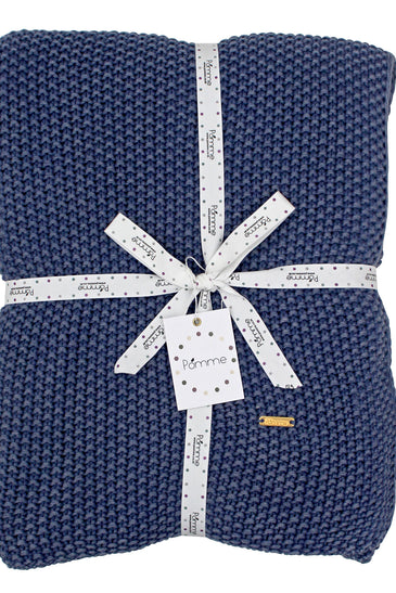 Knitted Moss Knit Denim Stone Wash Texture Throw