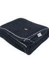 Black With White Border Knitted Cotton Throw