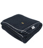 Black With White Border Knitted Cotton Throw