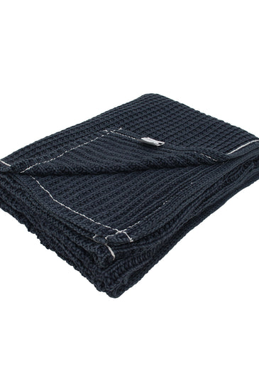 Black With White Border Knitted Cotton Throw