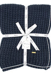 Black With White Border Knitted Cotton Throw