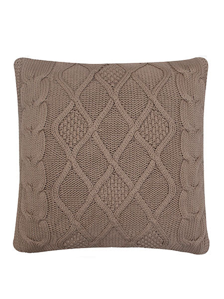 Pomme Cotton Stone Cable Knitted Decorative Cushion Cover (Tanin)