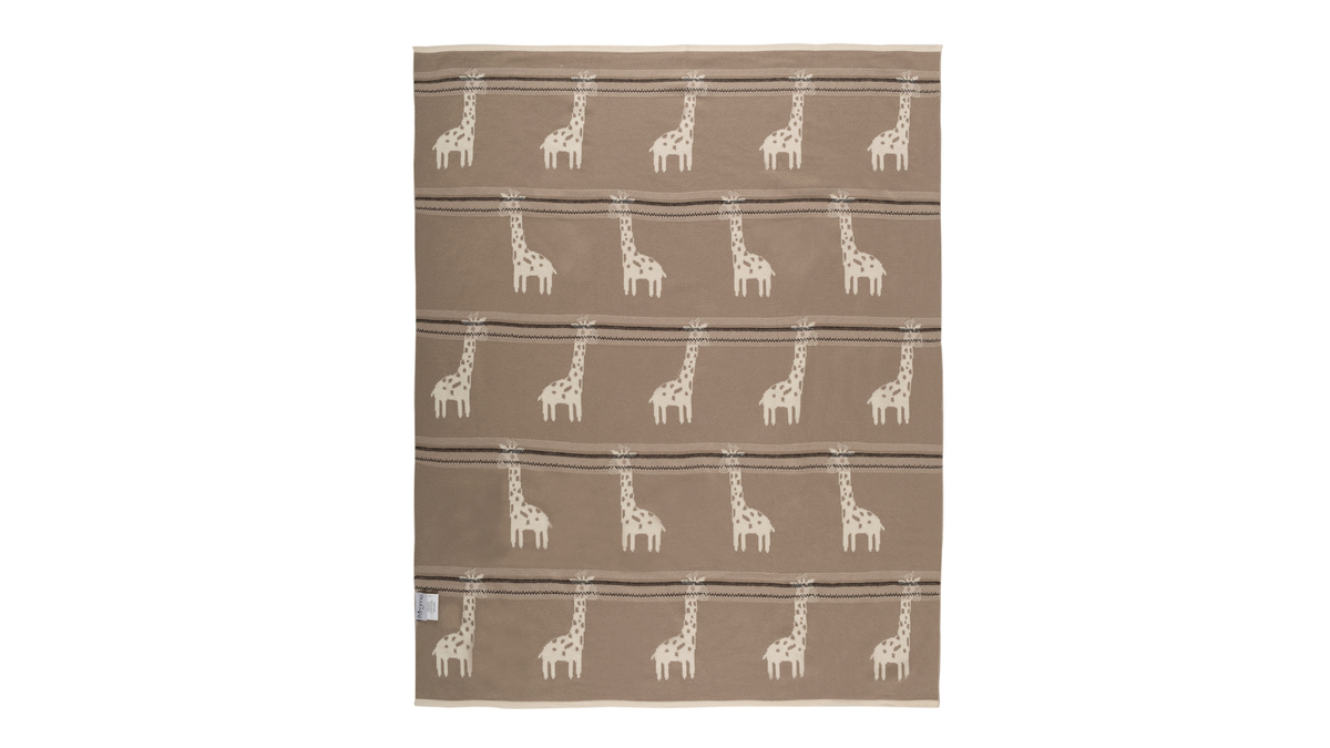 Pomme Cotton Knitted Little Giraffe Baby Blanket (Ivory & Tanin)