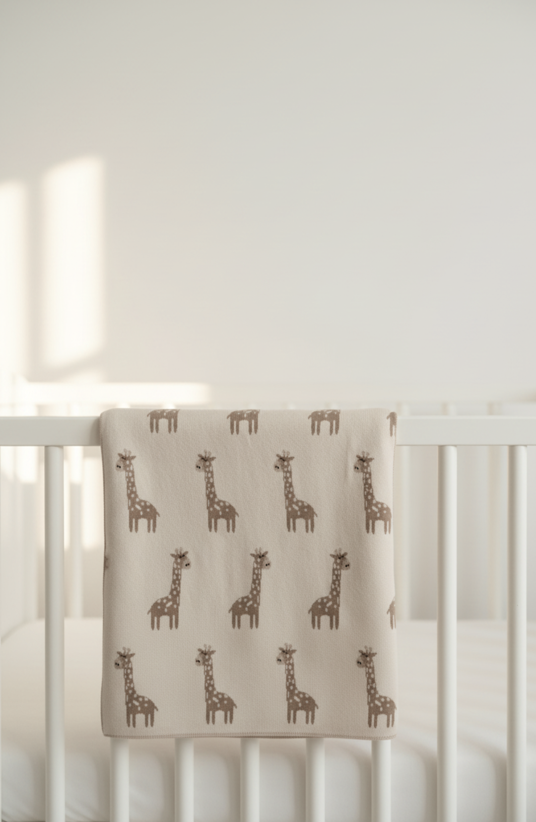 Pomme Cotton Knitted Little Giraffe Baby Blanket (Ivory & Tanin)