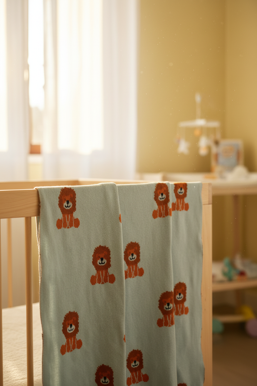 Pomme Little Lion Cub Baby Blanket (Light Blue)