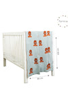 Light Blue Lion Knitted Baby Blanket