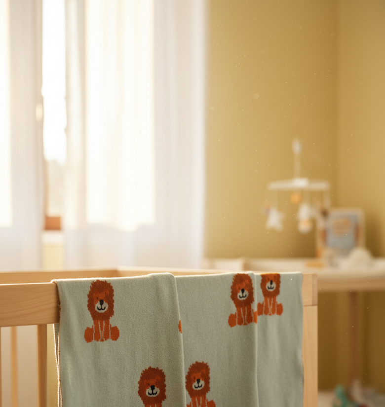 Pomme Little Lion Cub Baby Blanket (Light Blue)
