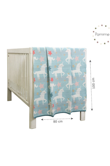 Horse Pattern Knitted Baby Blanket