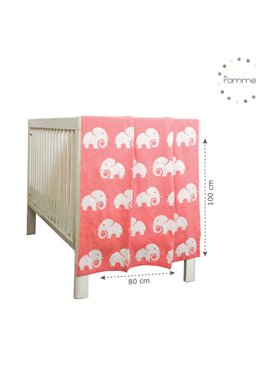 Elephant Pattern Knitted Baby Blanket