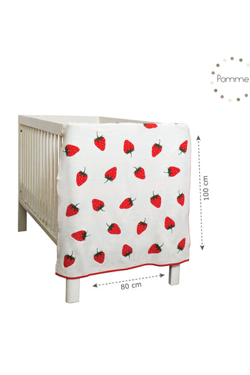 Strawberry Pattern Knitted Baby Blanket