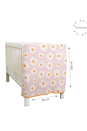 Flower Pattern Knitted Baby Blanket