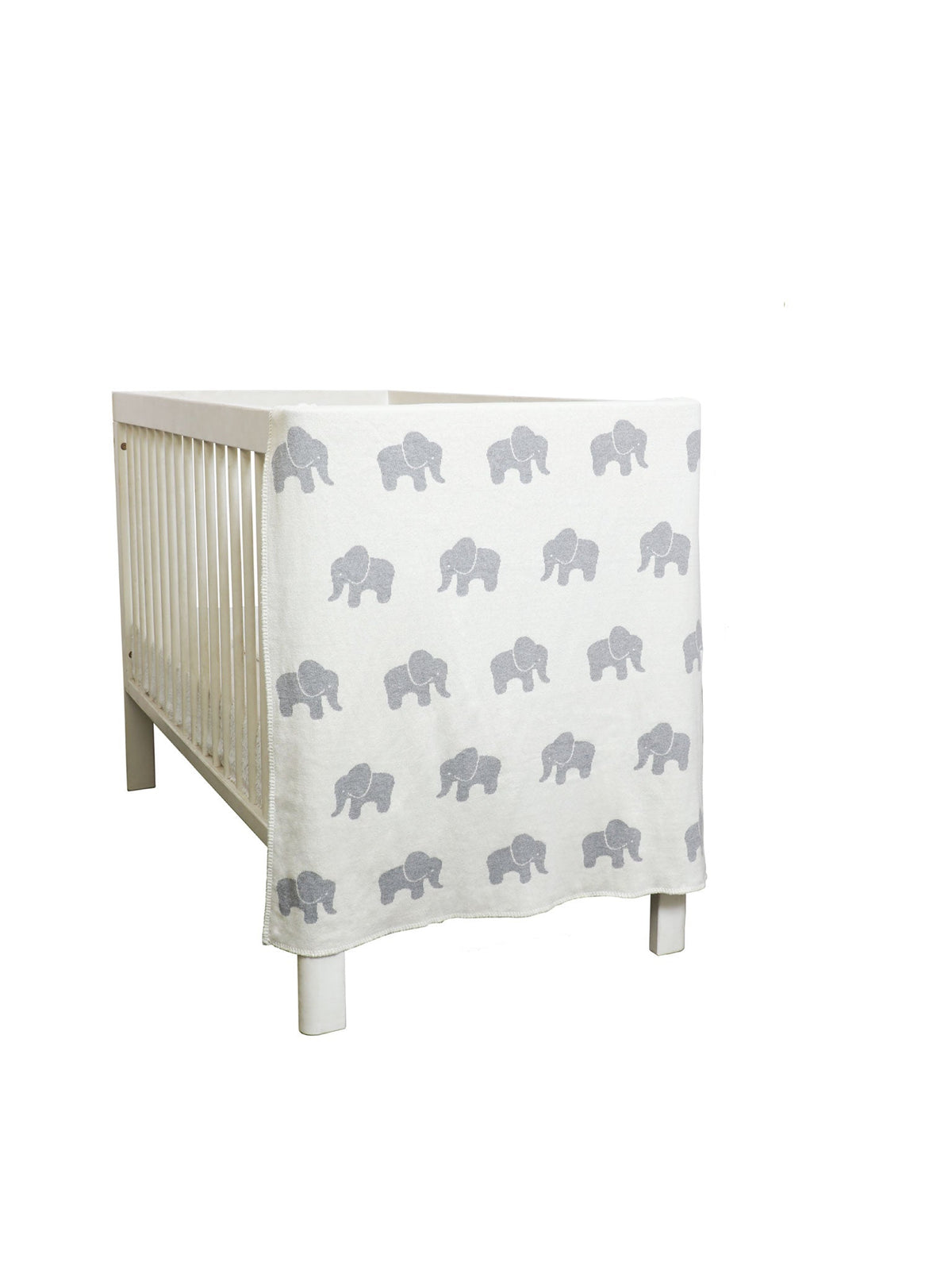 Pomme Cotton Knitted Little Elephant Parade Baby Blanket (Off White)