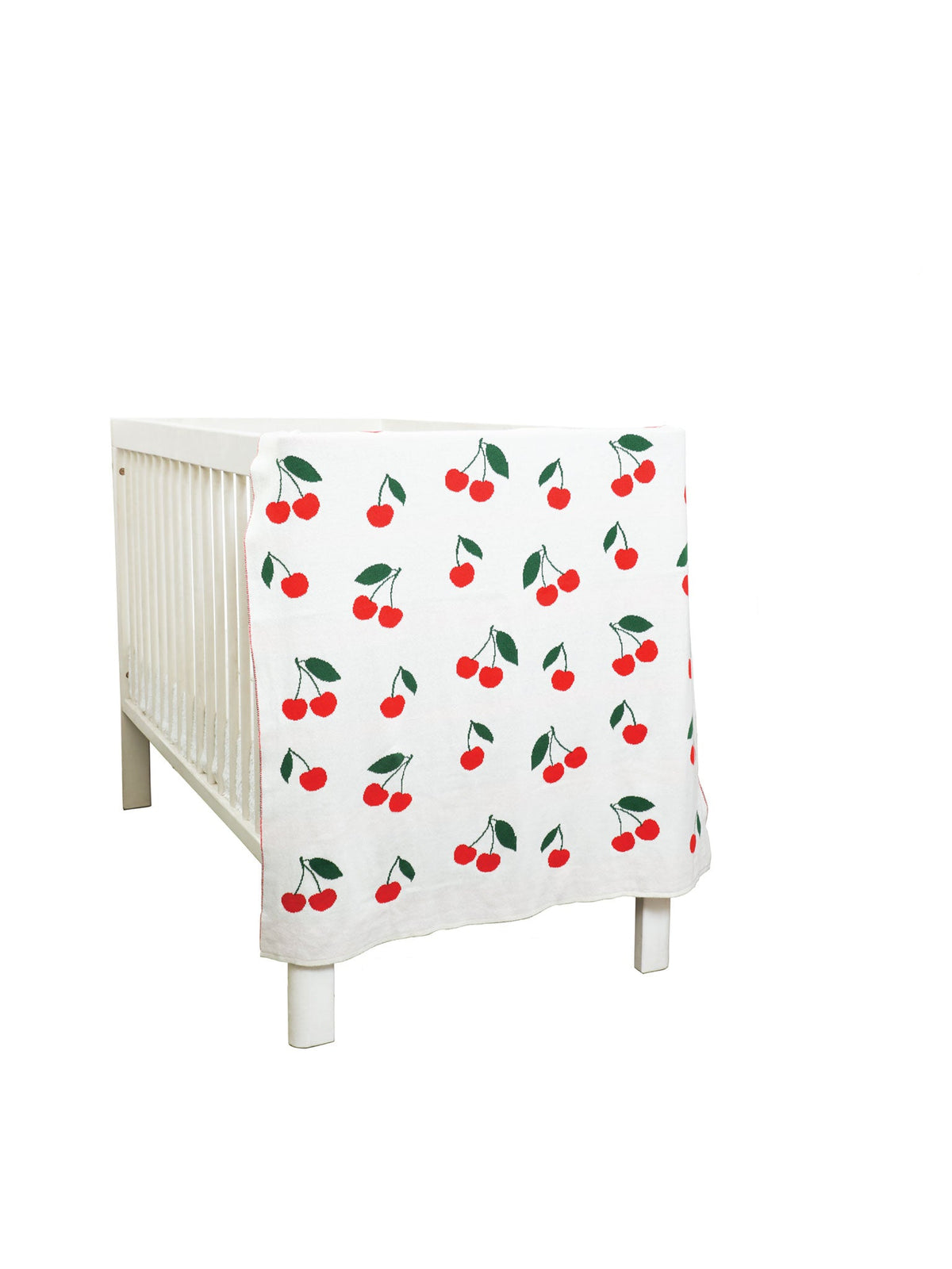 Pomme Cotton Knitted Sweet Cherries Baby Blanket (Ivory)