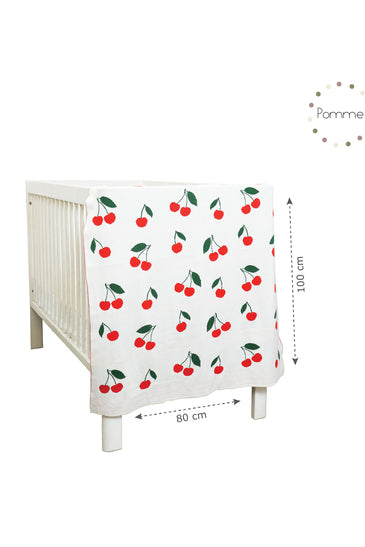 Cherry Pattern Knitted Baby Blanket