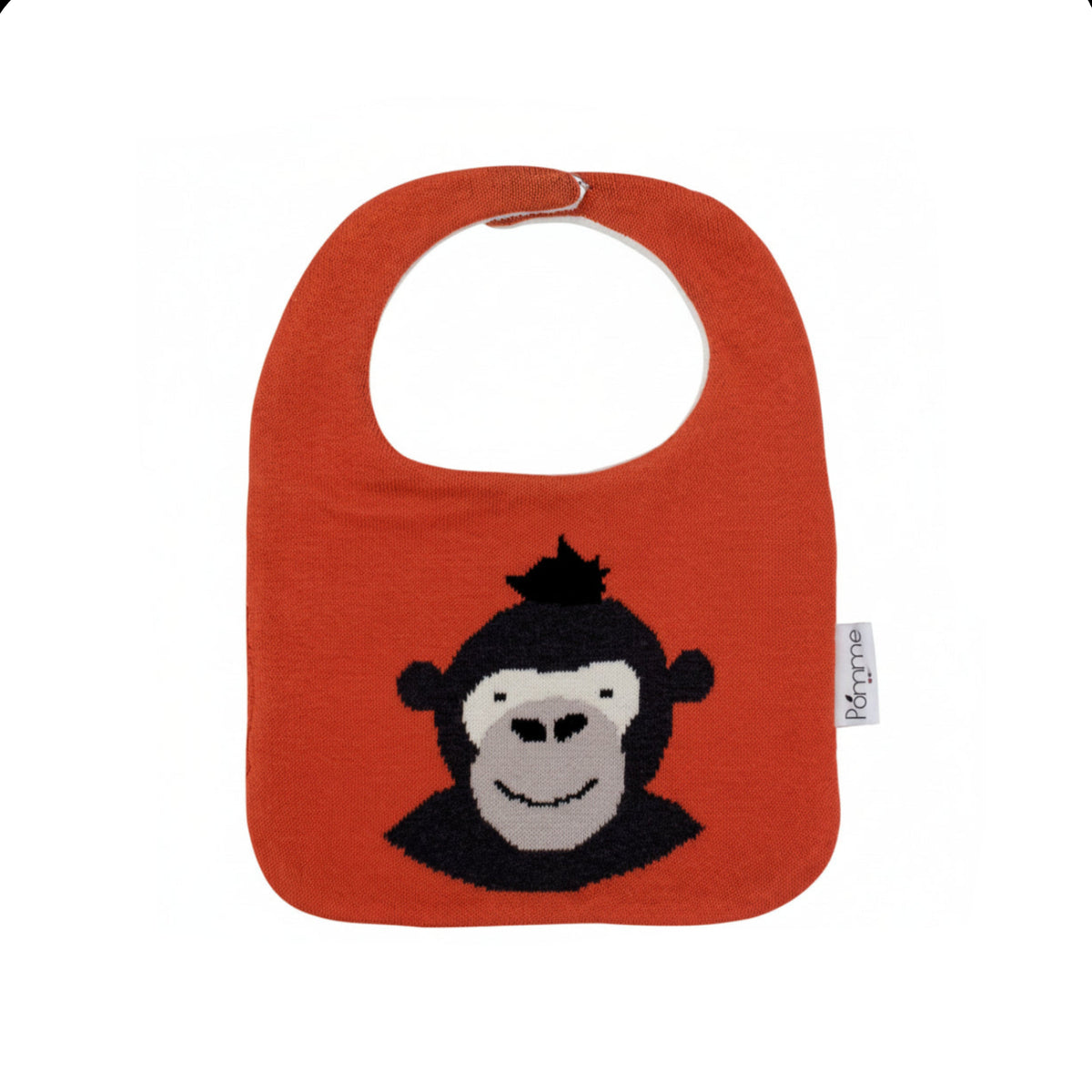 Pomme Cotton Knitted Gorilla Bib Apron (Red)
