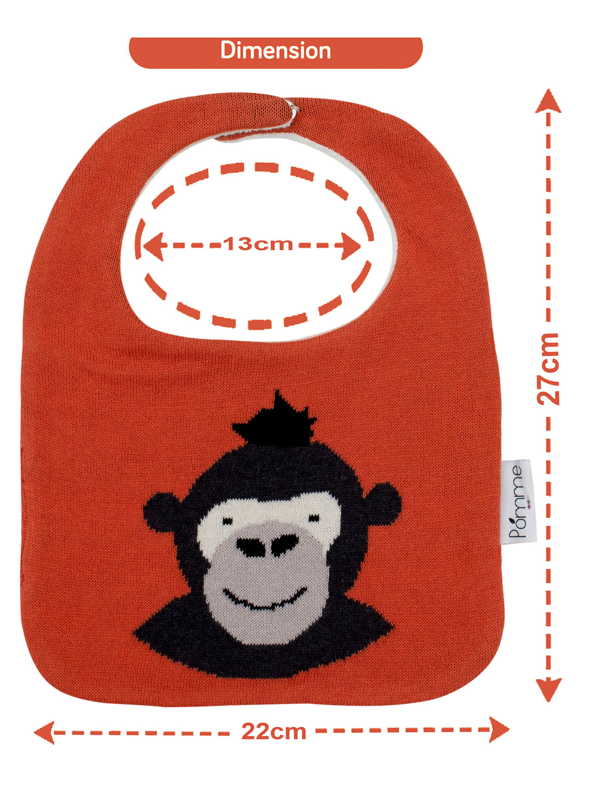 Pomme Cotton Knitted Gorilla Bib Apron (Red)