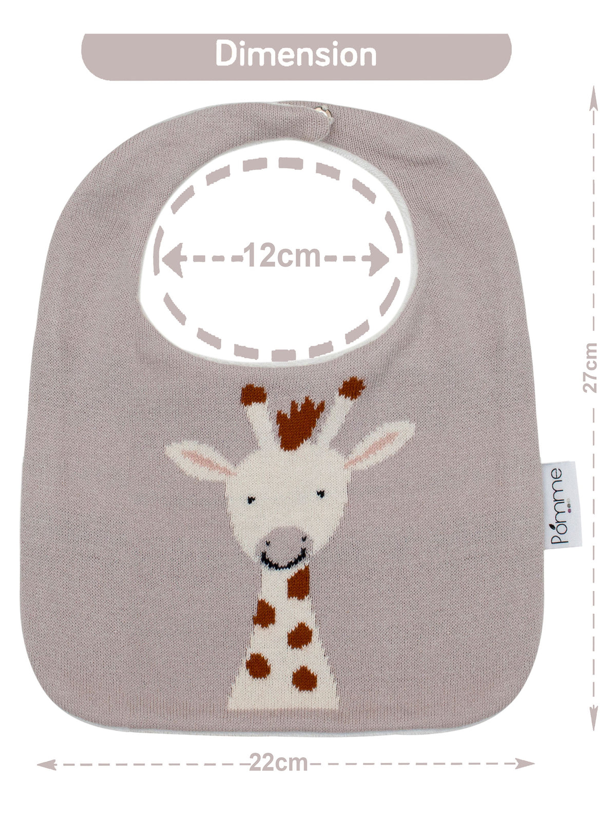 Pomme Cotton Knitted Giraffe Bib Apron (Grey)