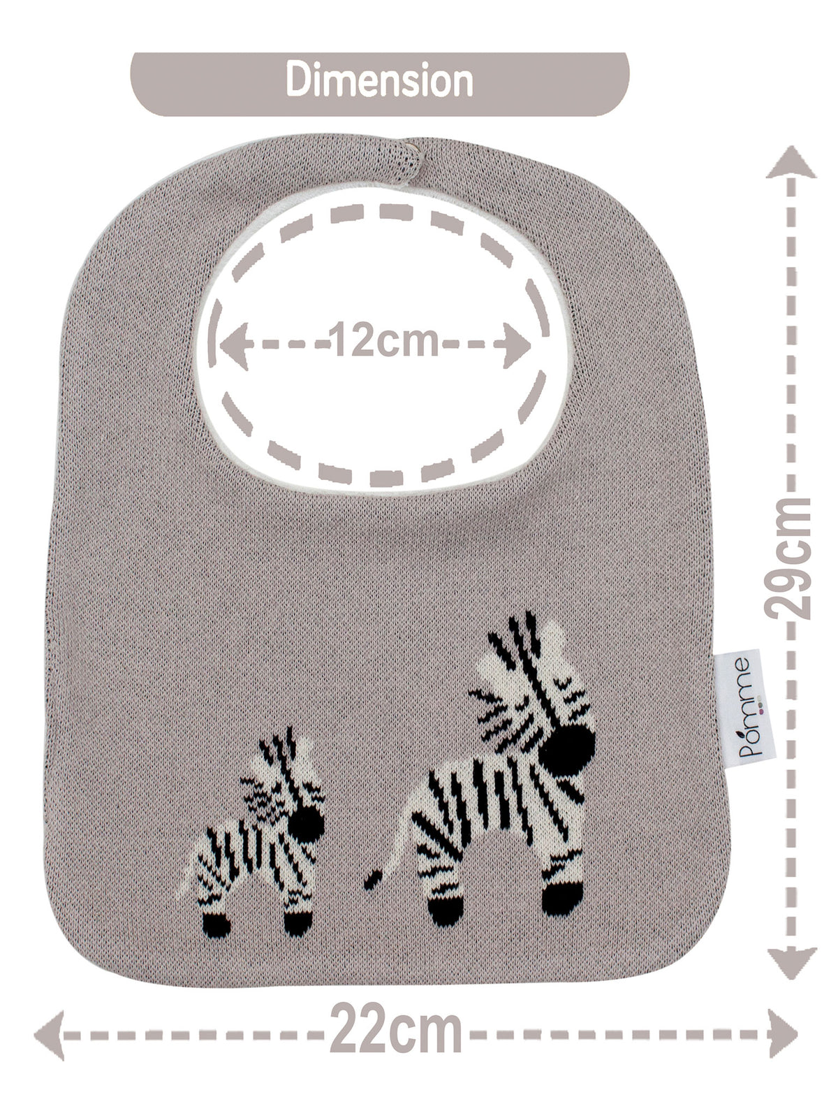 Pomme Cotton Knitted Mommy & Baby Zebra Bib Apron (Grey)