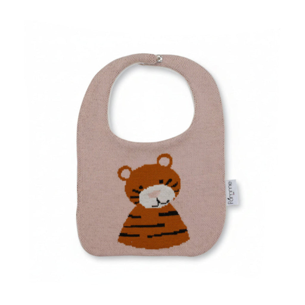 Pomme Cotton Knitted Tiger Bib Apron (Blush Pink)