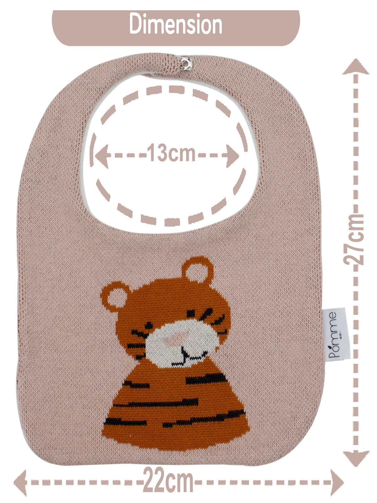 Pomme Cotton Knitted Tiger Bib Apron (Blush Pink)