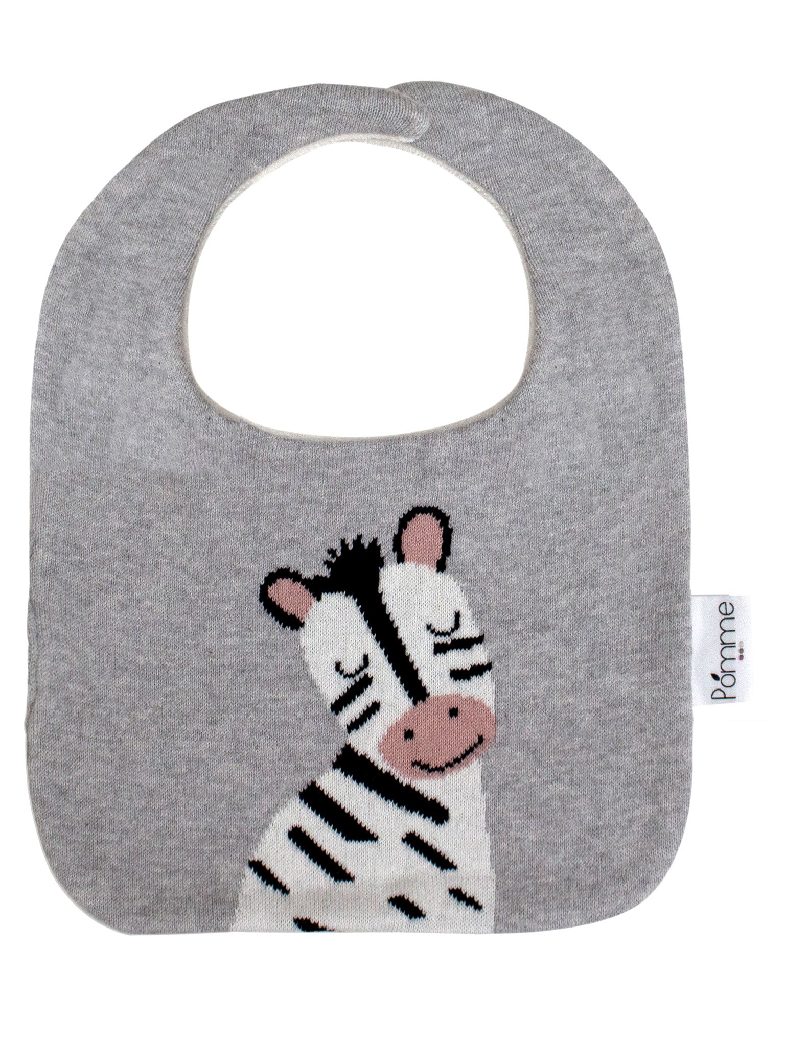 Cotton Knitted Gray Zebra Bib Apron
