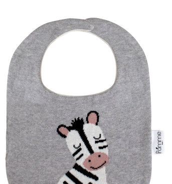 Cotton Knitted Gray Zebra Bib Apron