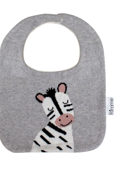 Cotton Knitted Gray Zebra Bib Apron