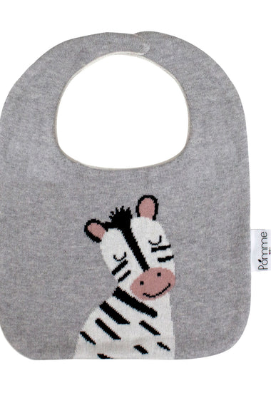 Cotton Knitted Gray Zebra Bib Apron