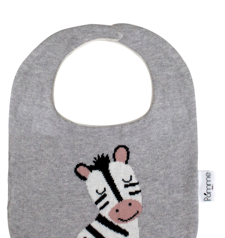 Cotton Knitted Gray Zebra Bib Apron
