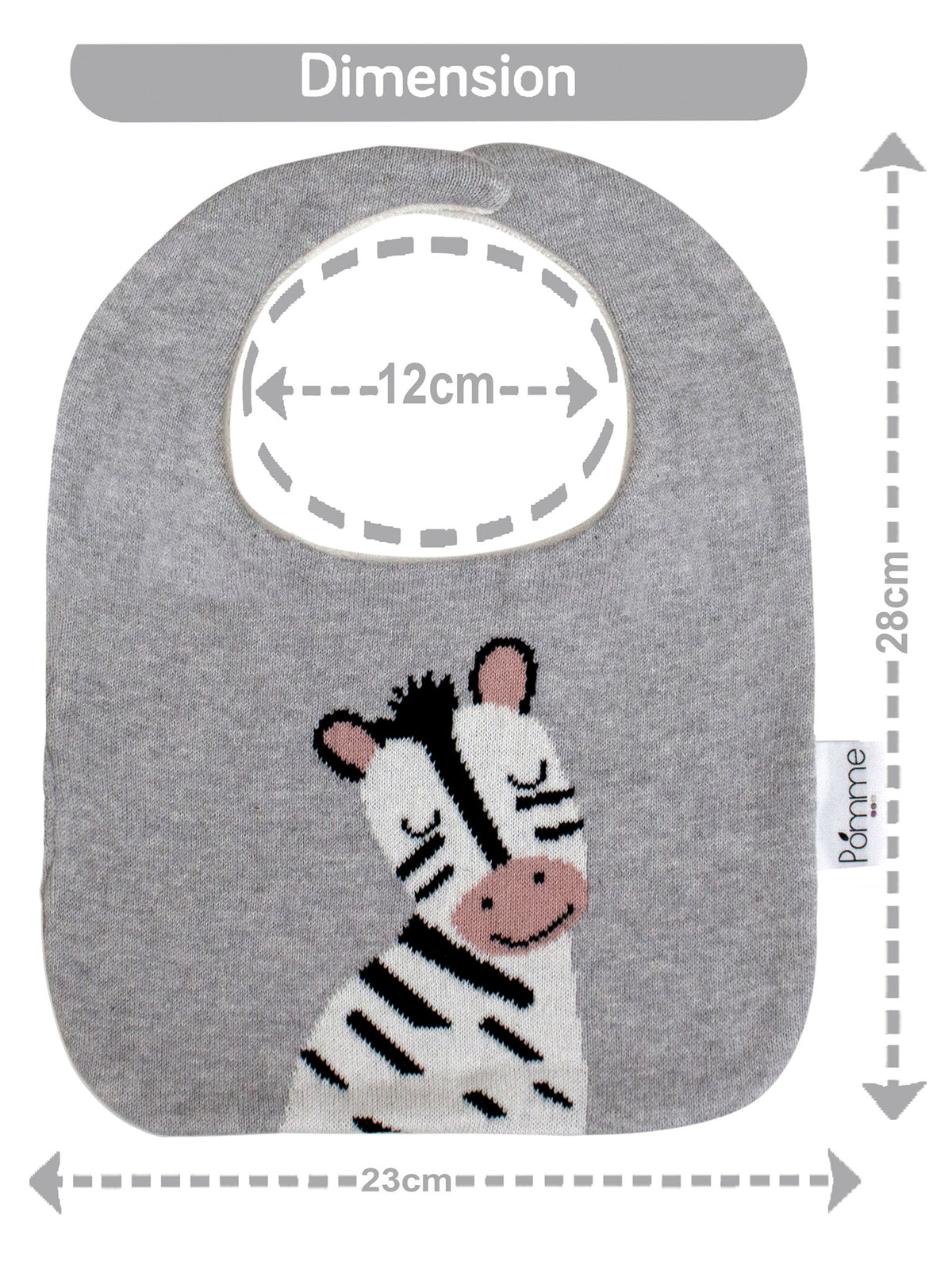 Pomme Cotton Knitted Zebra Bib Apron (Grey)