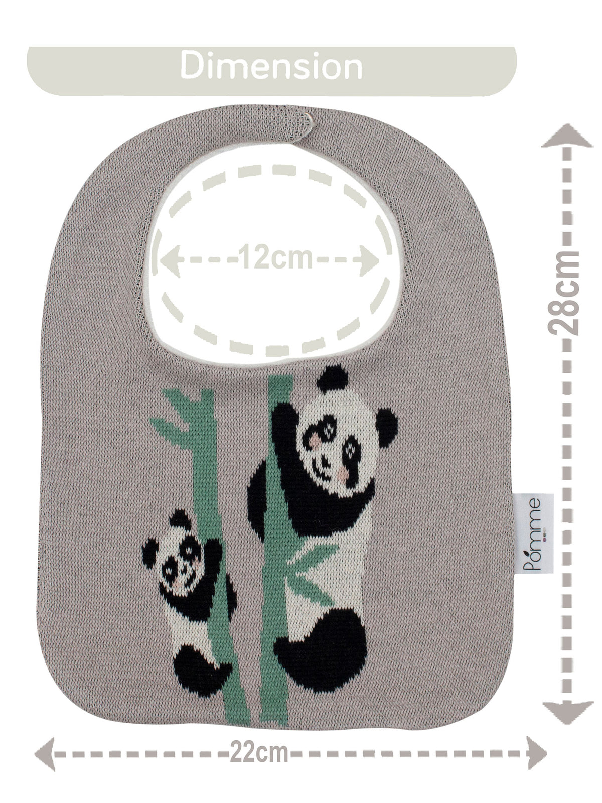 Pomme Cotton Knitted Panda Grove Bib Apron (Grey)