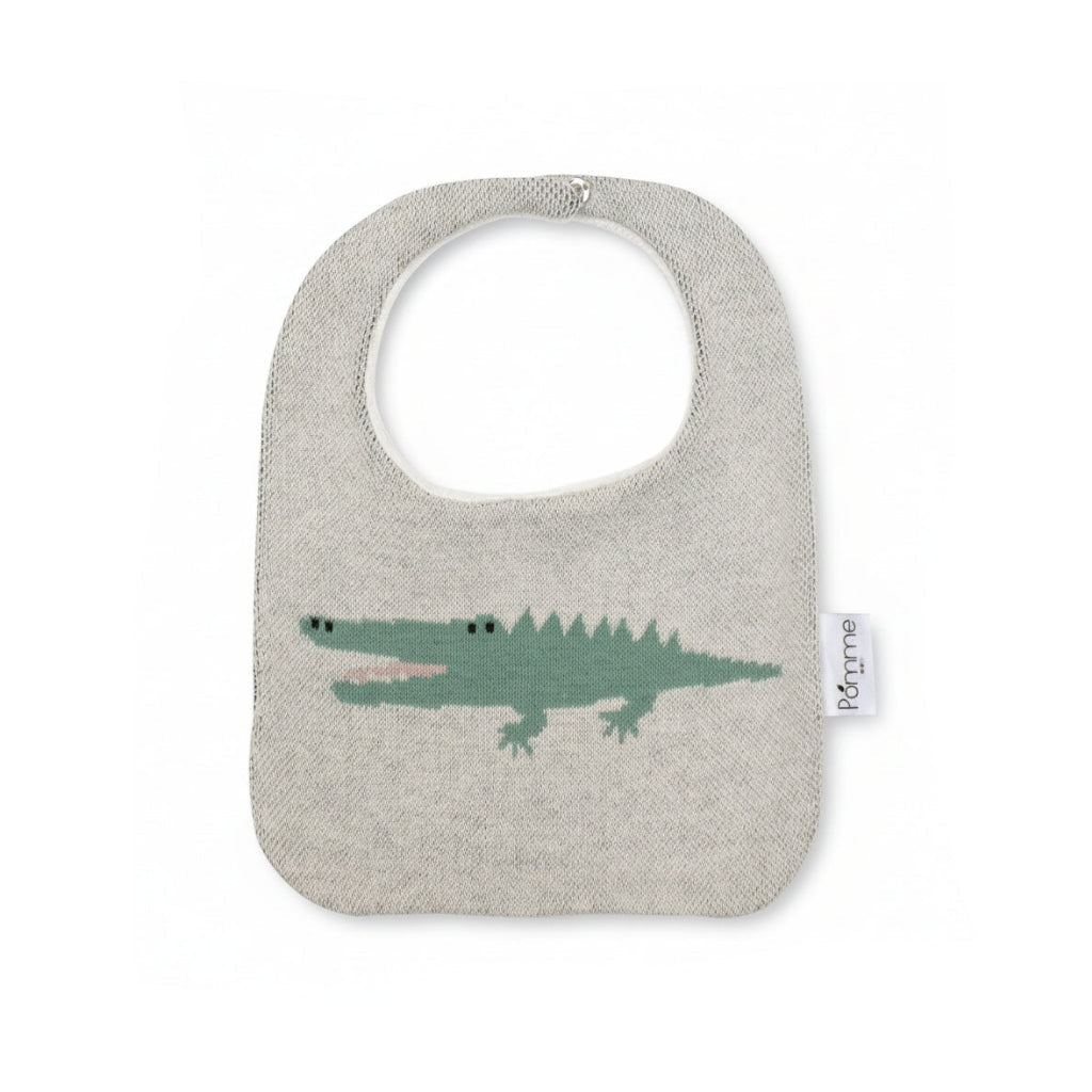 Pomme Cotton Knitted Alligator Bib Apron (Ivory)