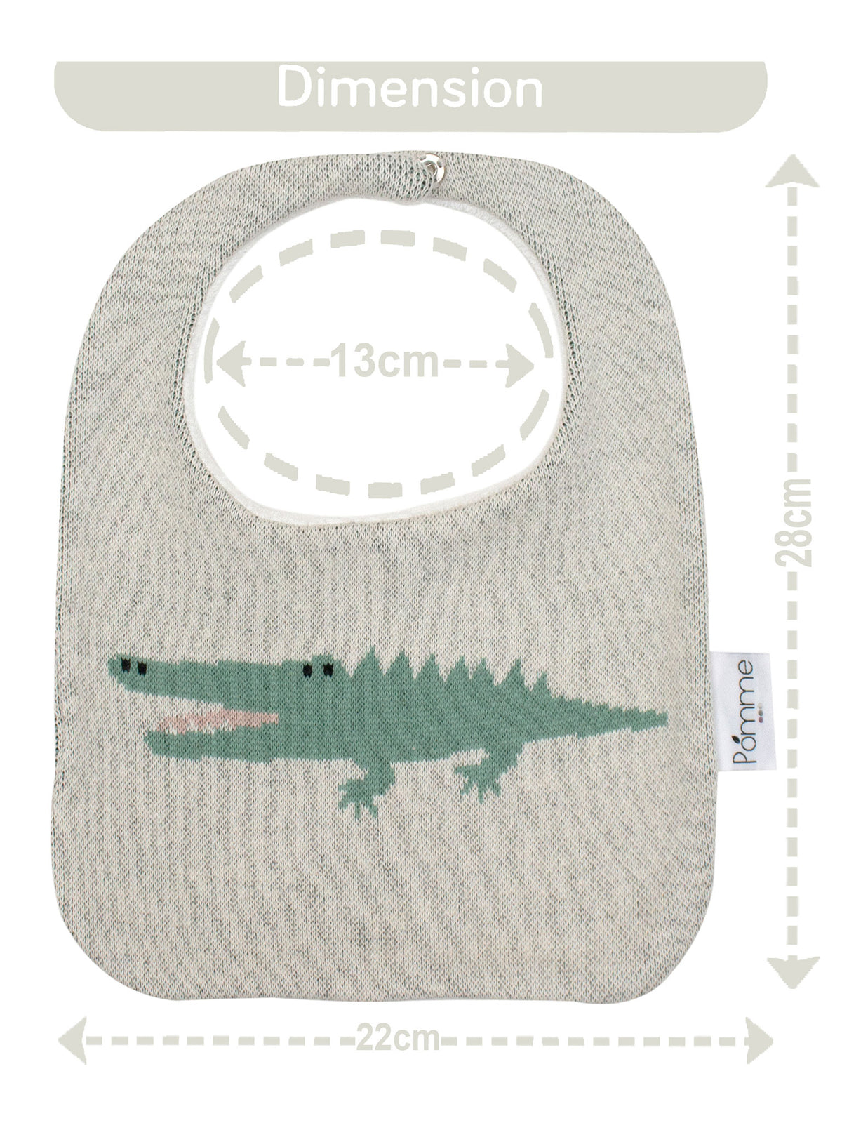 Pomme Cotton Knitted Alligator Bib Apron (Ivory)