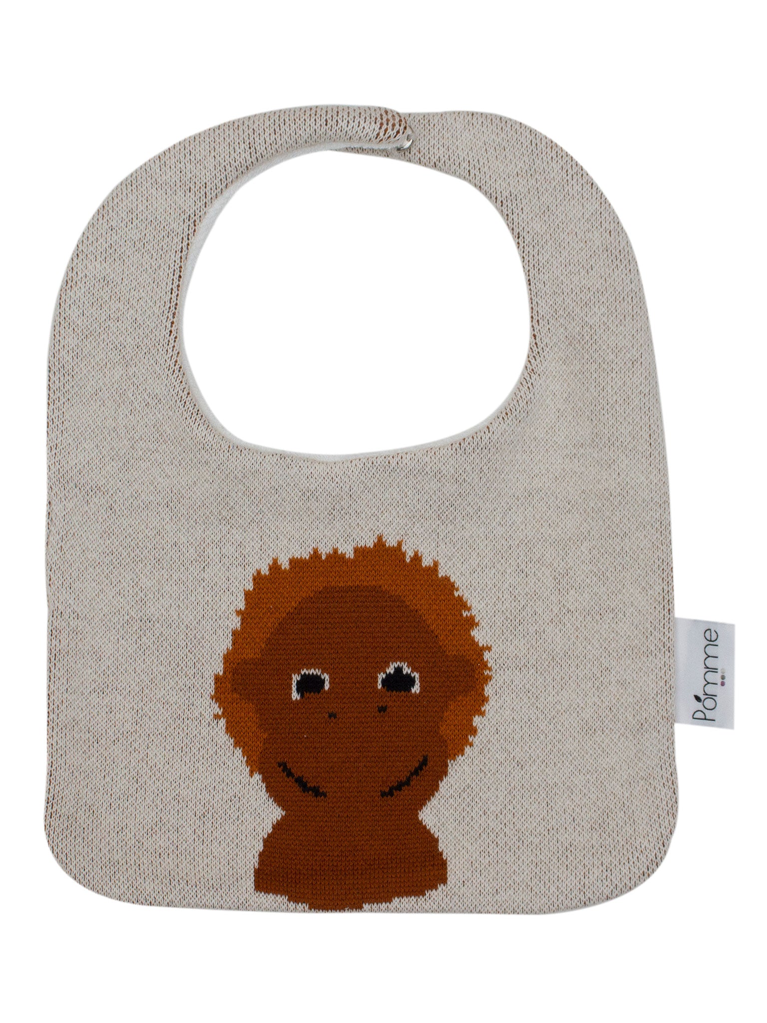 Cotton Knitted Brown Monkey Bib Apron
