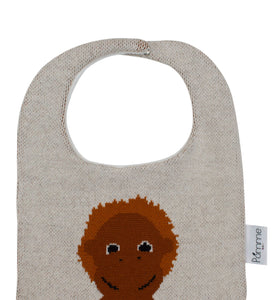 Cotton Knitted Brown Monkey Bib Apron