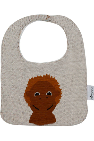 Cotton Knitted Brown Monkey Bib Apron