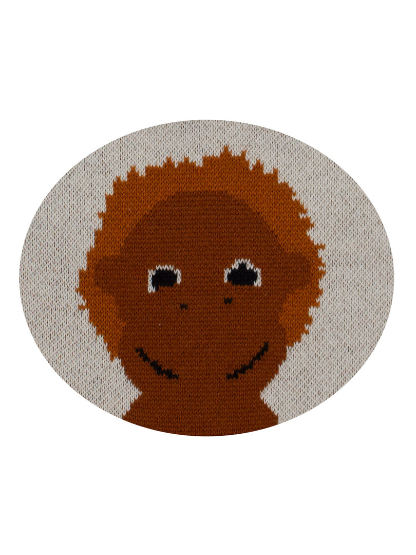 Cotton Knitted Brown Monkey Bib Apron