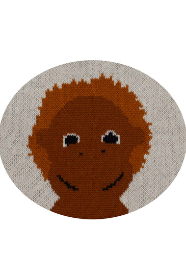 Cotton Knitted Brown Monkey Bib Apron