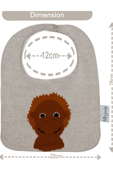 Cotton Knitted Brown Monkey Bib Apron